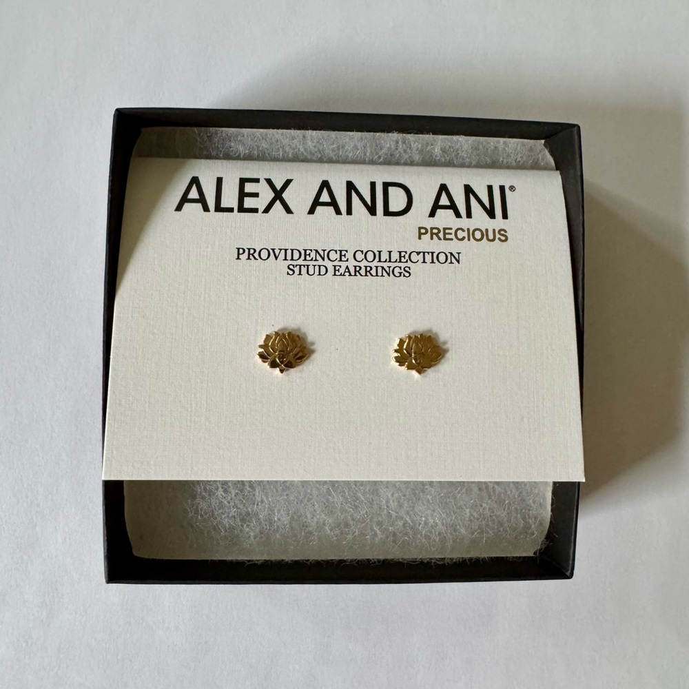Alex and Ani - Lotus Peace Petals Stud Earrings - Gold Plated